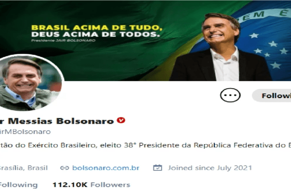 Perfil de Bolsonaro no GETTR ultrapassa 100 mil inscritos